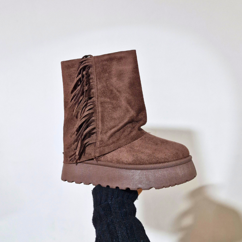 Pantubota café con flecos